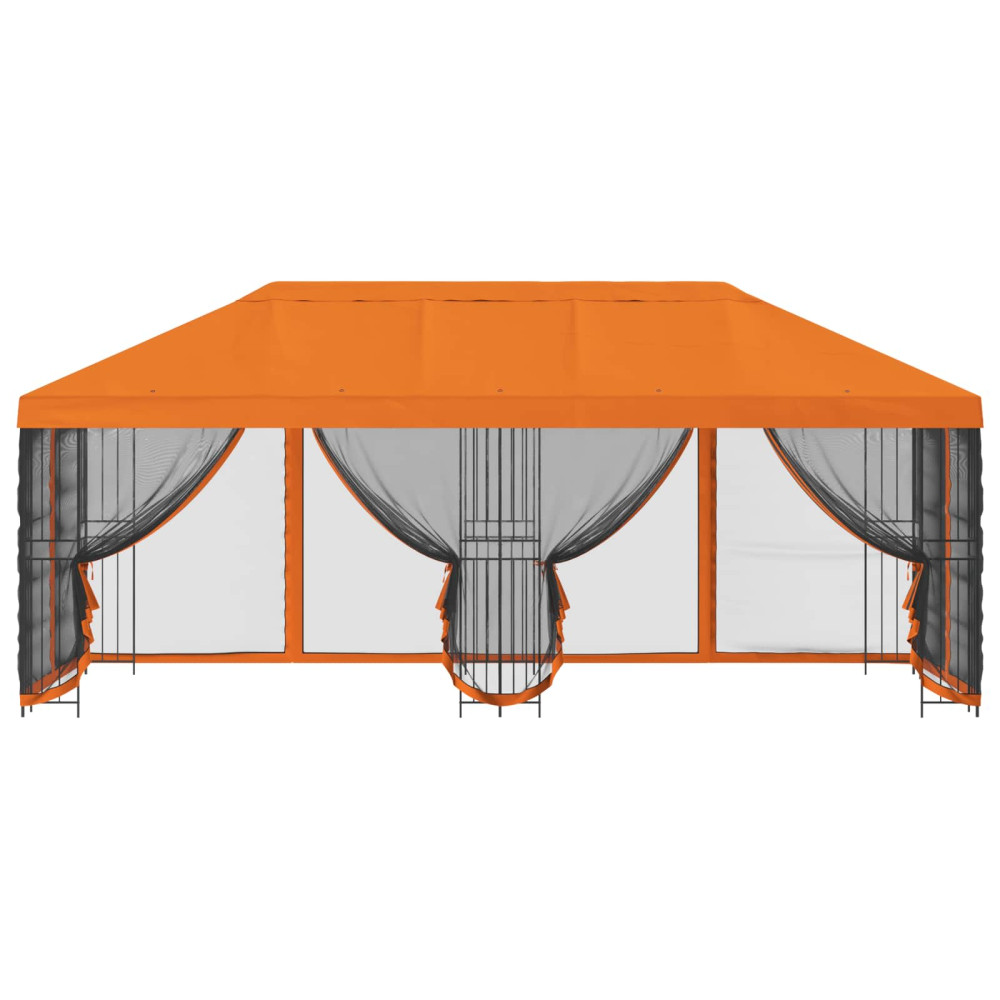 Produktbild för Paviljong med väggar 6 x 3 m Orange Polyester och Stål 190