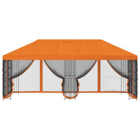 Produktbild för Paviljong med väggar 6 x 3 m Orange Polyester och Stål 190