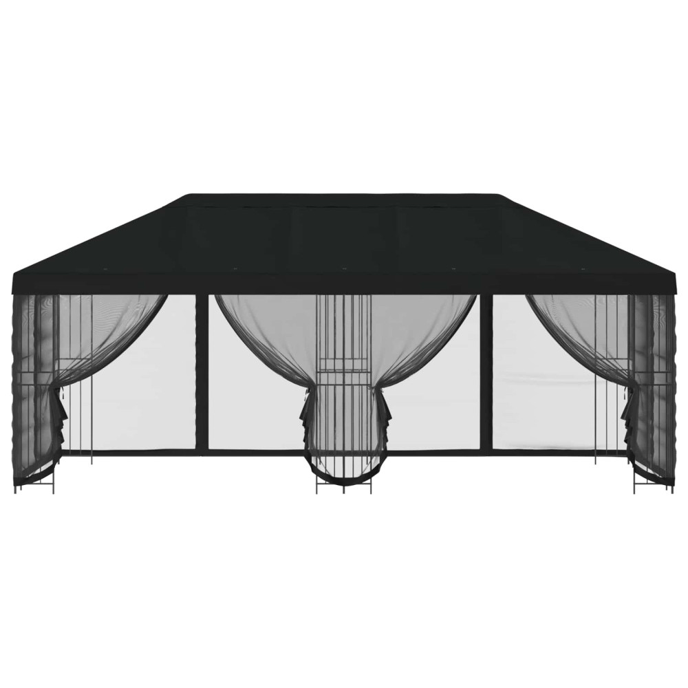 Produktbild för Paviljong med väggar 6 x 3 m Svart Polyester och Stål 190
