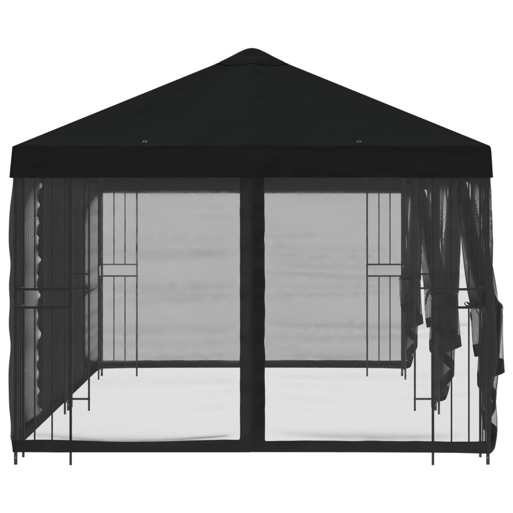 Produktbild för Paviljong med väggar 6 x 3 m Svart Polyester och Stål 190