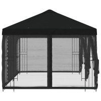 Produktbild för Paviljong med väggar 6 x 3 m Svart Polyester och Stål 190