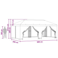 Produktbild för Paviljong med väggar 6 x 3 m Svart Polyester och Stål 190