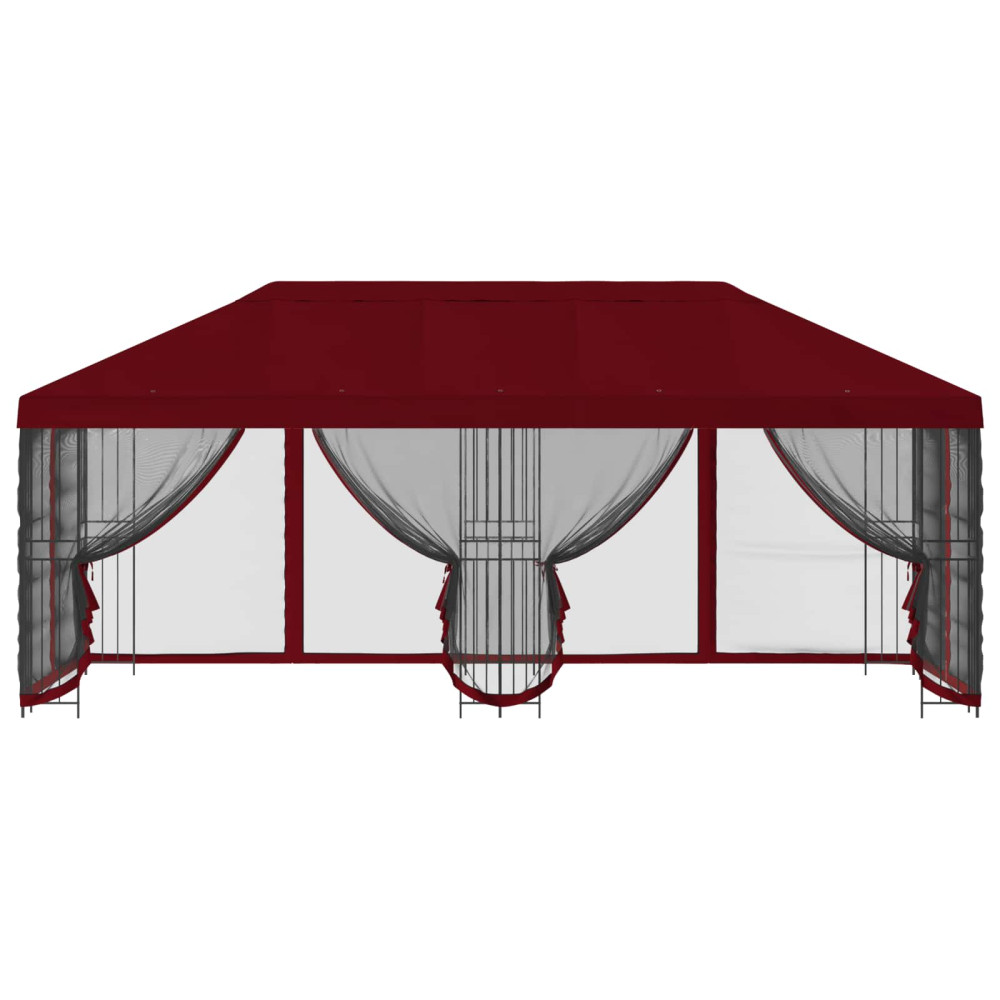Produktbild för Paviljong med väggar 6 x 3 m Vinröd Polyester och Stål 190