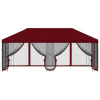 Produktbild för Paviljong med väggar 6 x 3 m Vinröd Polyester och Stål 190