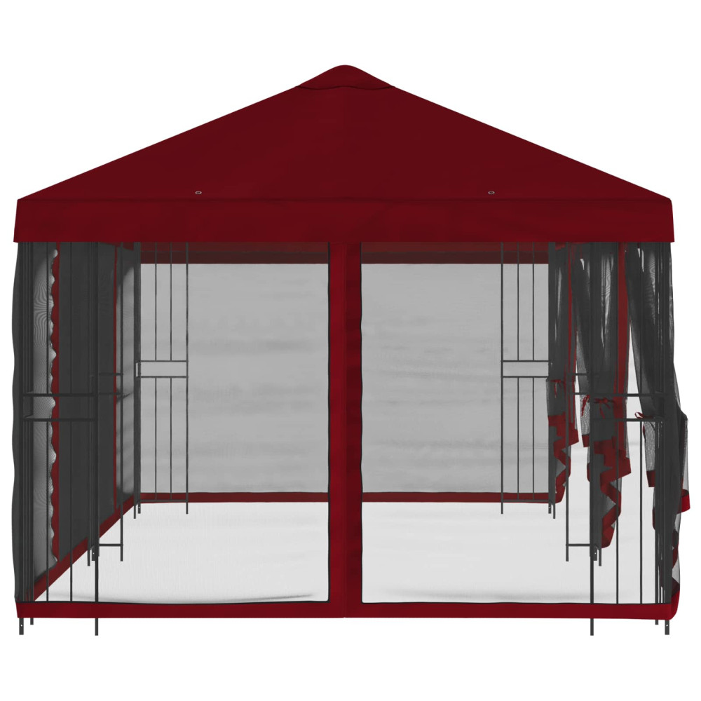 Produktbild för Paviljong med väggar 6 x 3 m Vinröd Polyester och Stål 190