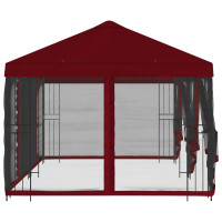 Produktbild för Paviljong med väggar 6 x 3 m Vinröd Polyester och Stål 190