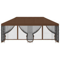 Produktbild för Paviljong med väggar 6 x 3 m Brun Polyester och Stål 190