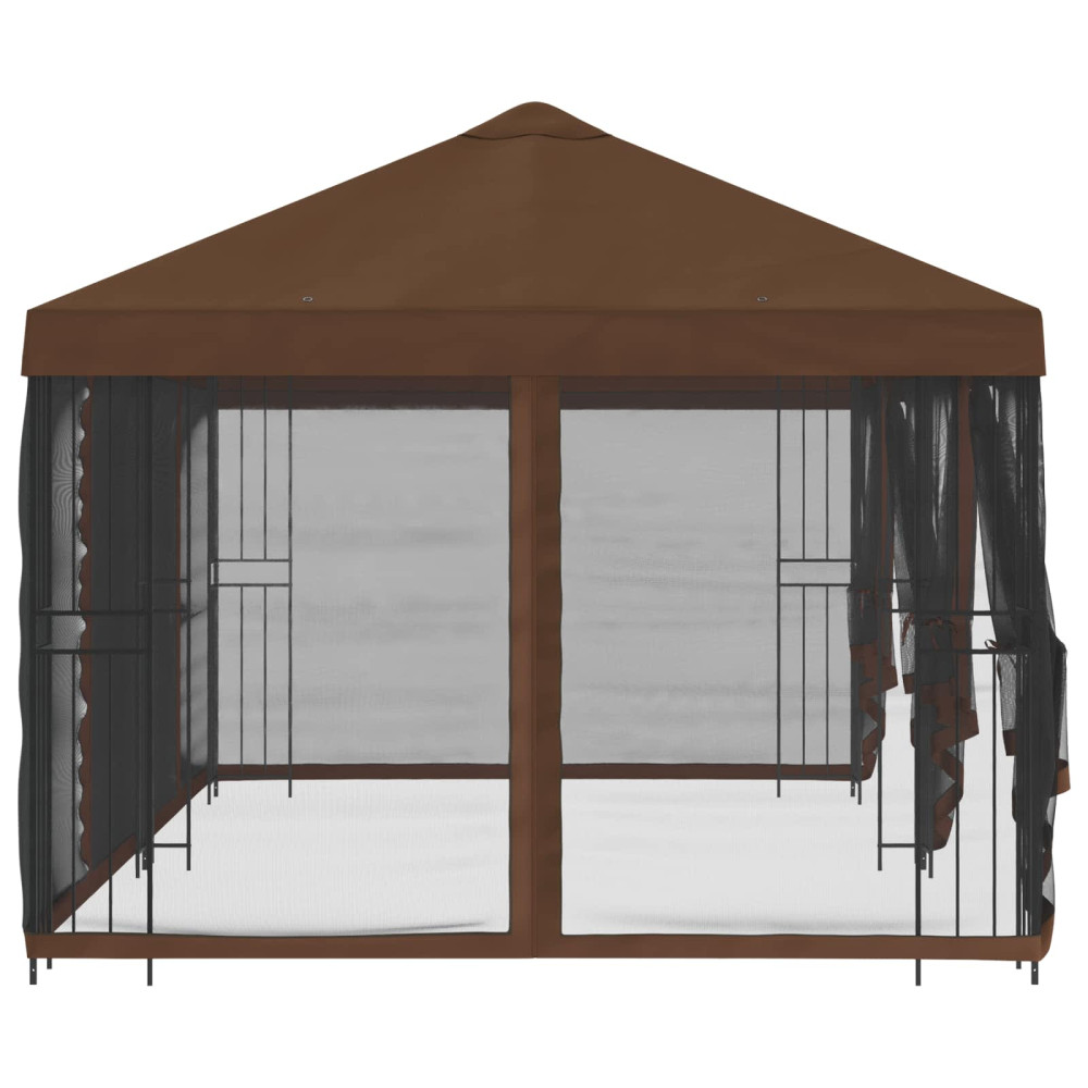 Produktbild för Paviljong med väggar 6 x 3 m Brun Polyester och Stål 190