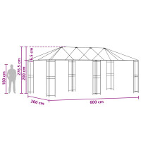 Produktbild för Gazebo Ram 6 x 3 m Svart Stål