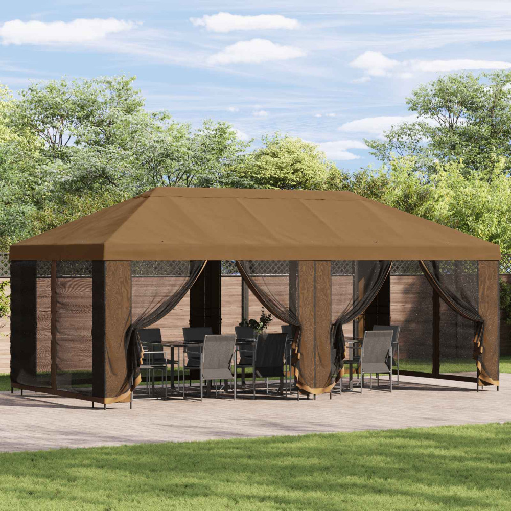 Produktbild för Trädgårdsgazebo 6 x 3 m Beige Polyester och Stål 190