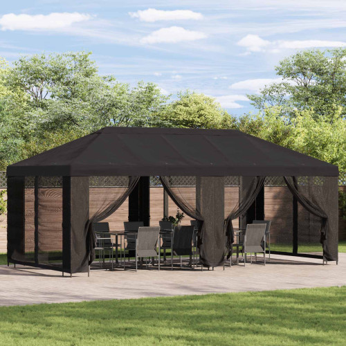 vidaXL Trädgårdsgazebo 6 x 3 m Antracit Polyester och Stål 190 - Partytält & Paviljoner