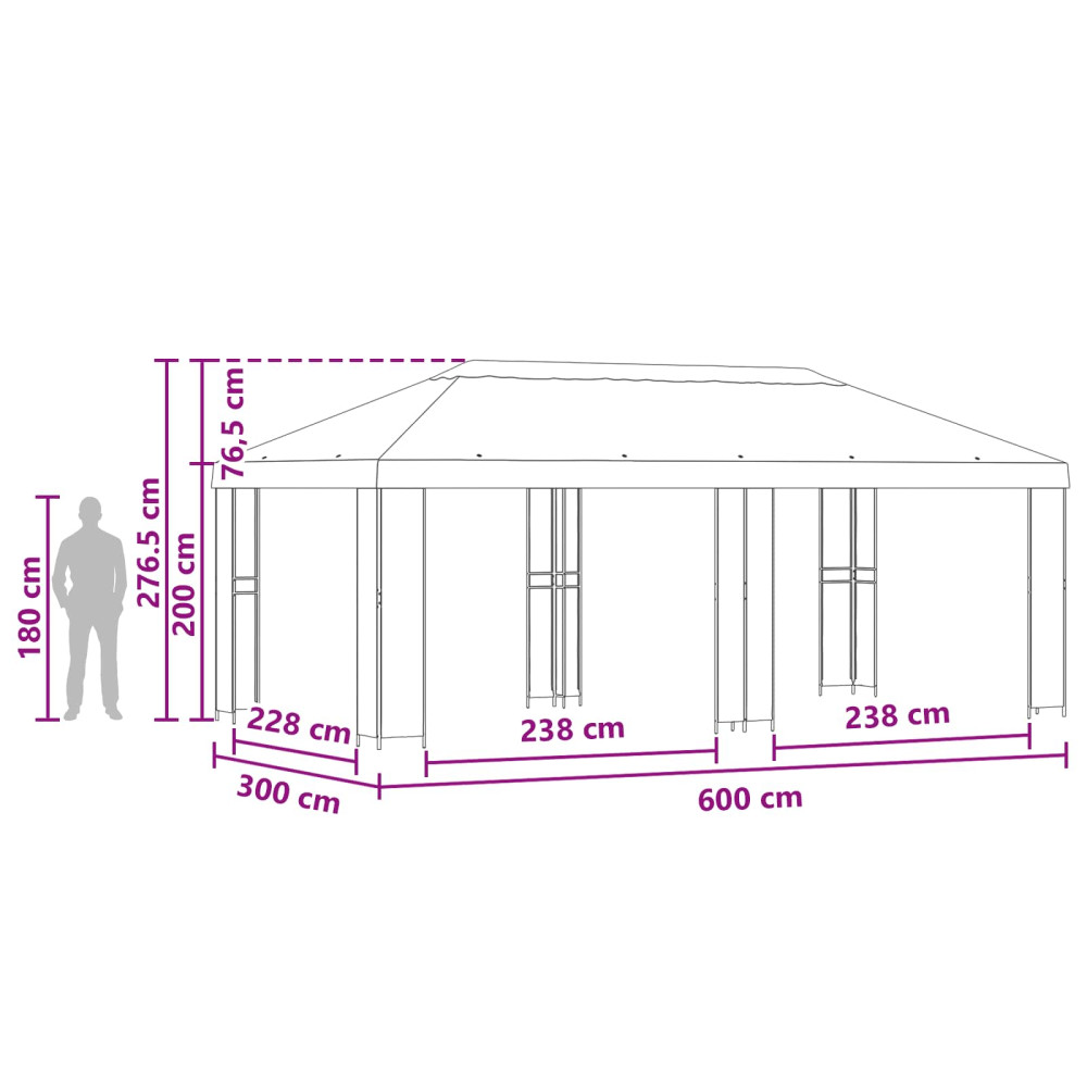 Produktbild för Trädgårdsgazebo 6 x 3 m Grön Polyester och Stål 190
