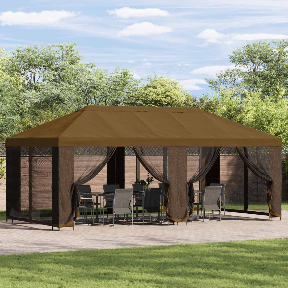 Produktbild för Trädgårdsgazebo 6 x 3 m Taupe Polyester och Stål 190