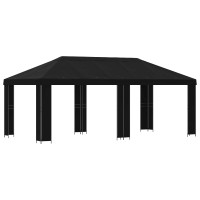 Produktbild för Trädgårdsgazebo 6 x 3 m Svart Polyester och Stål 190