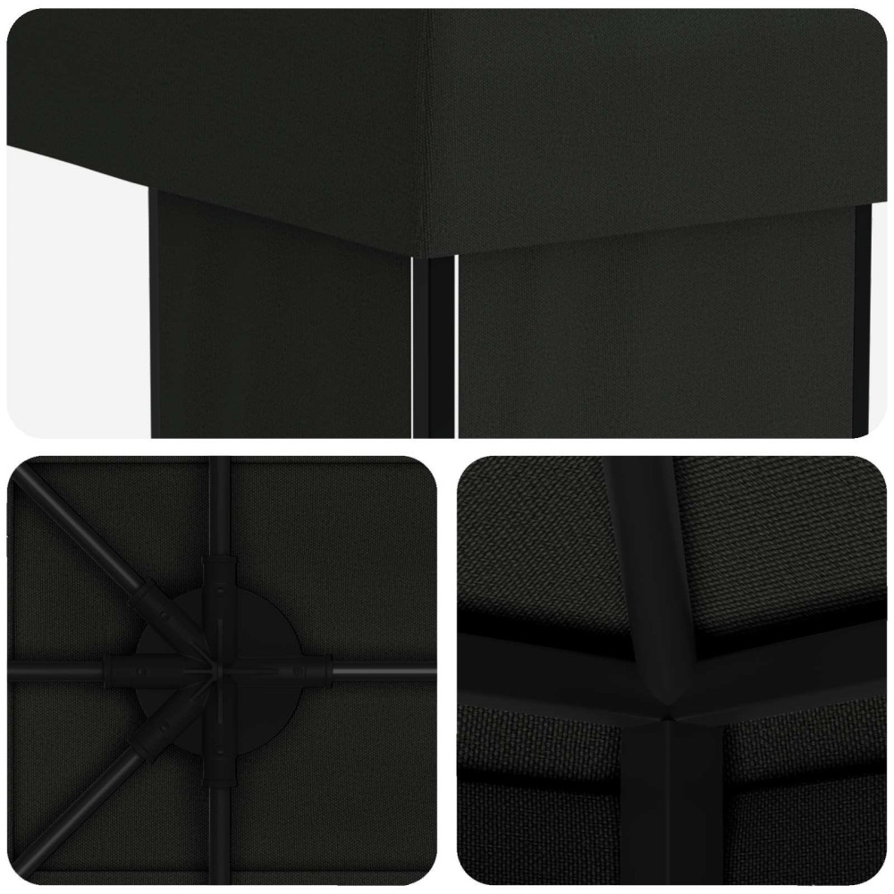 Produktbild för Trädgårdsgazebo 6 x 3 m Svart Polyester och Stål 190