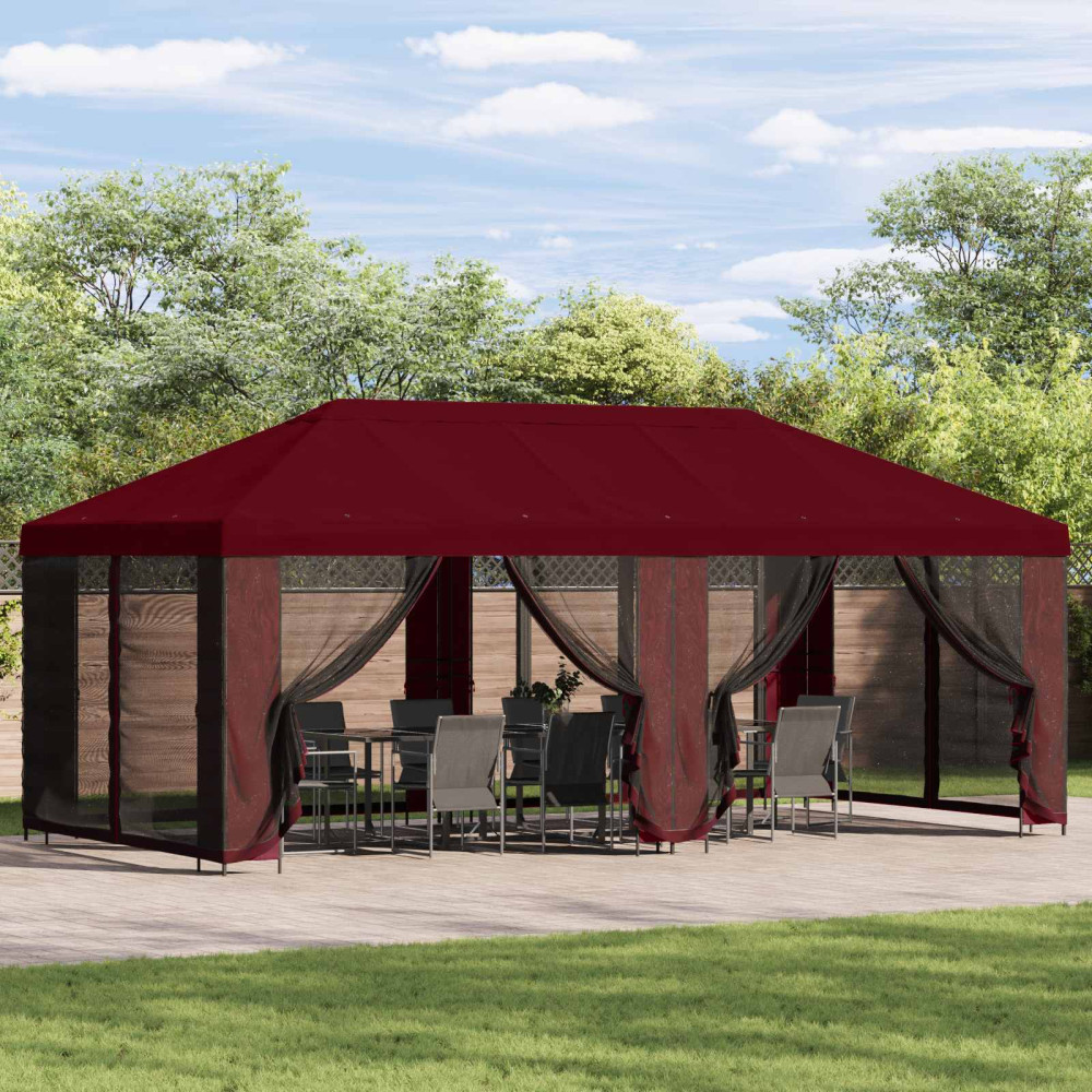 Produktbild för Trädgårdsgazebo 6 x 3 m Vinröd Polyester och Stål 190