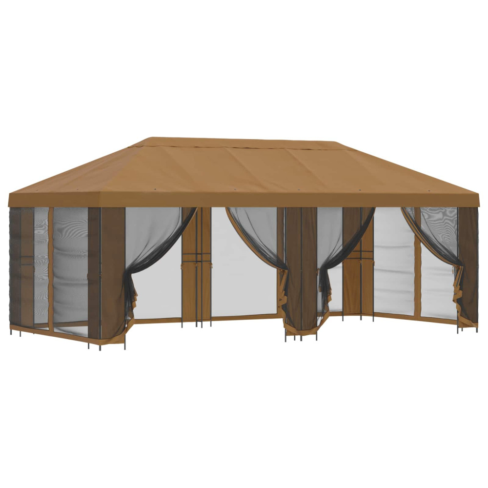 Produktbild för Paviljong med väggar 6 x 3 m Beige Polyester och Stål 190