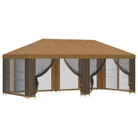 Produktbild för Paviljong med väggar 6 x 3 m Beige Polyester och Stål 190