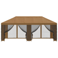 Produktbild för Paviljong med väggar 6 x 3 m Beige Polyester och Stål 190