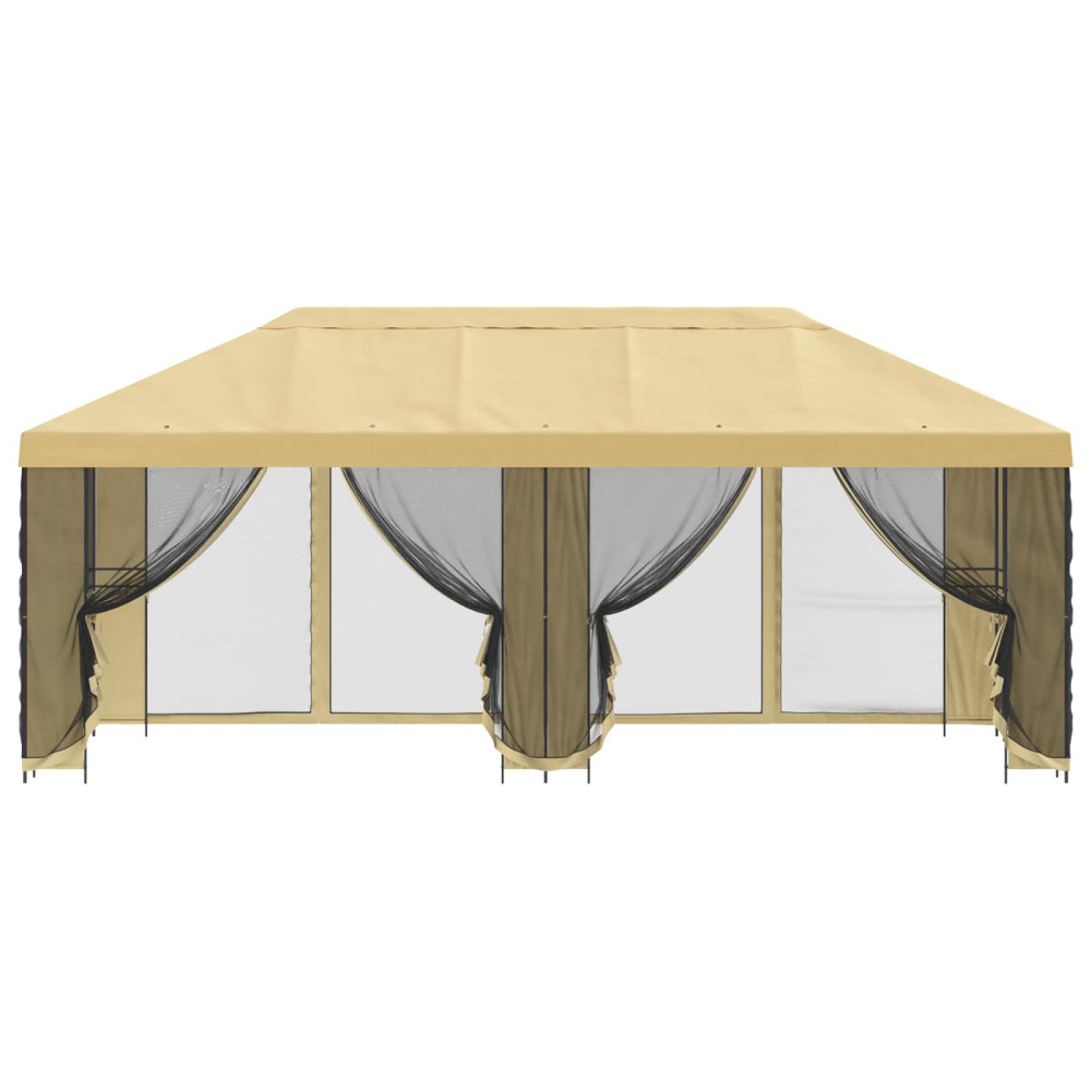 Produktbild för Paviljong med väggar 6 x 3 m Gräddvit Polyester och Stål 190