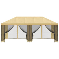 Produktbild för Paviljong med väggar 6 x 3 m Gräddvit Polyester och Stål 190