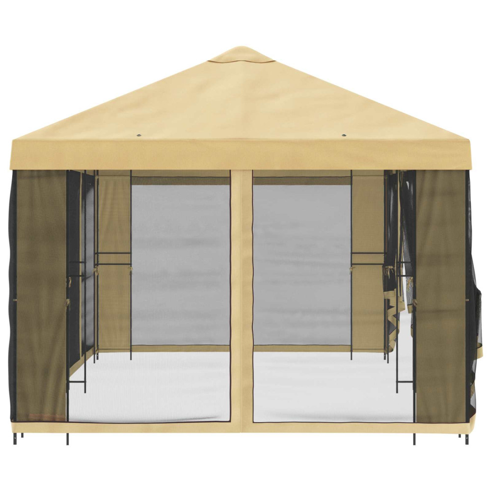 Produktbild för Paviljong med väggar 6 x 3 m Gräddvit Polyester och Stål 190