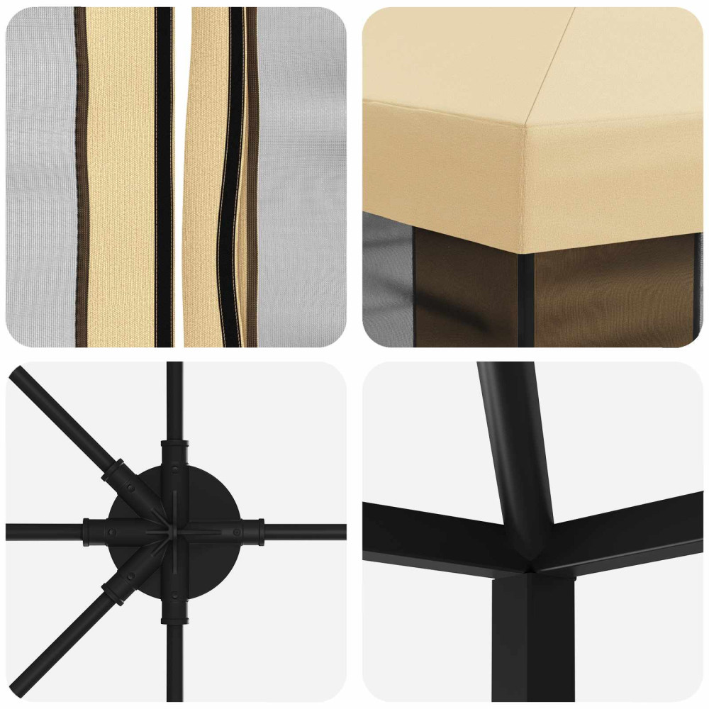 Produktbild för Paviljong med väggar 6 x 3 m Gräddvit Polyester och Stål 190