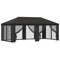 Produktbild för Paviljong med väggar 6 x 3 m Antracit Polyester och Stål 190