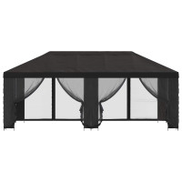 Produktbild för Paviljong med väggar 6 x 3 m Antracit Polyester och Stål 190