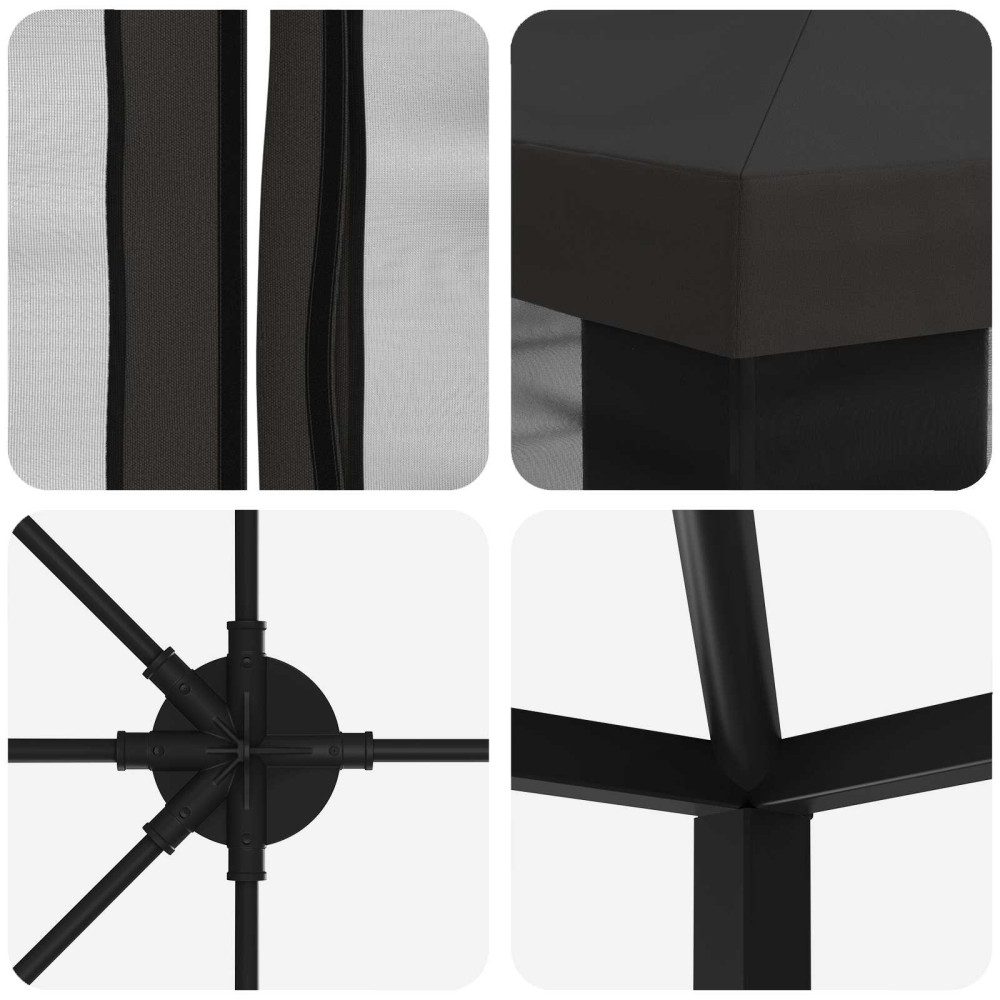 Produktbild för Paviljong med väggar 6 x 3 m Antracit Polyester och Stål 190