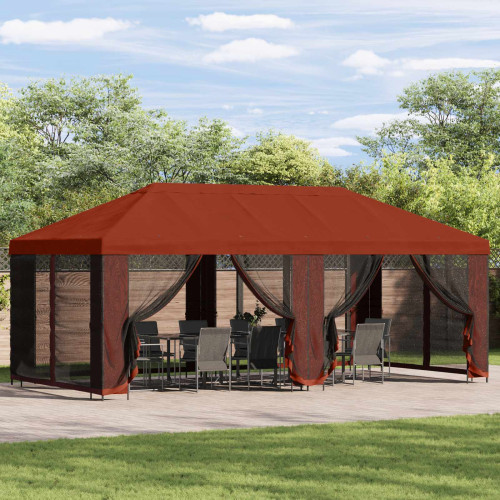 vidaXL Paviljong med väggar 6 x 3 m Terracotta Polyester och Stål 190