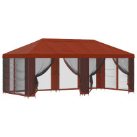 Produktbild för Paviljong med väggar 6 x 3 m Terracotta Polyester och Stål 190