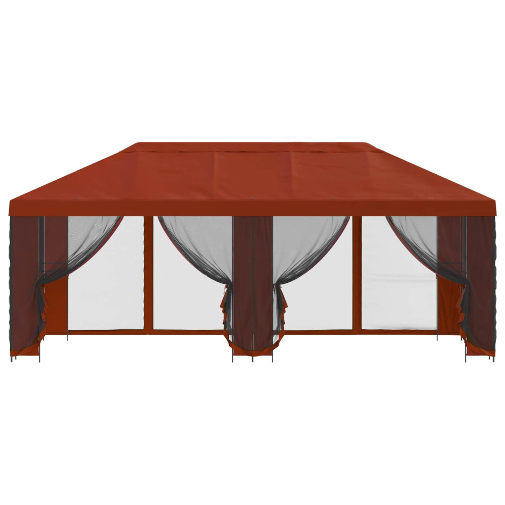 Produktbild för Paviljong med väggar 6 x 3 m Terracotta Polyester och Stål 190