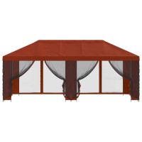 Produktbild för Paviljong med väggar 6 x 3 m Terracotta Polyester och Stål 190