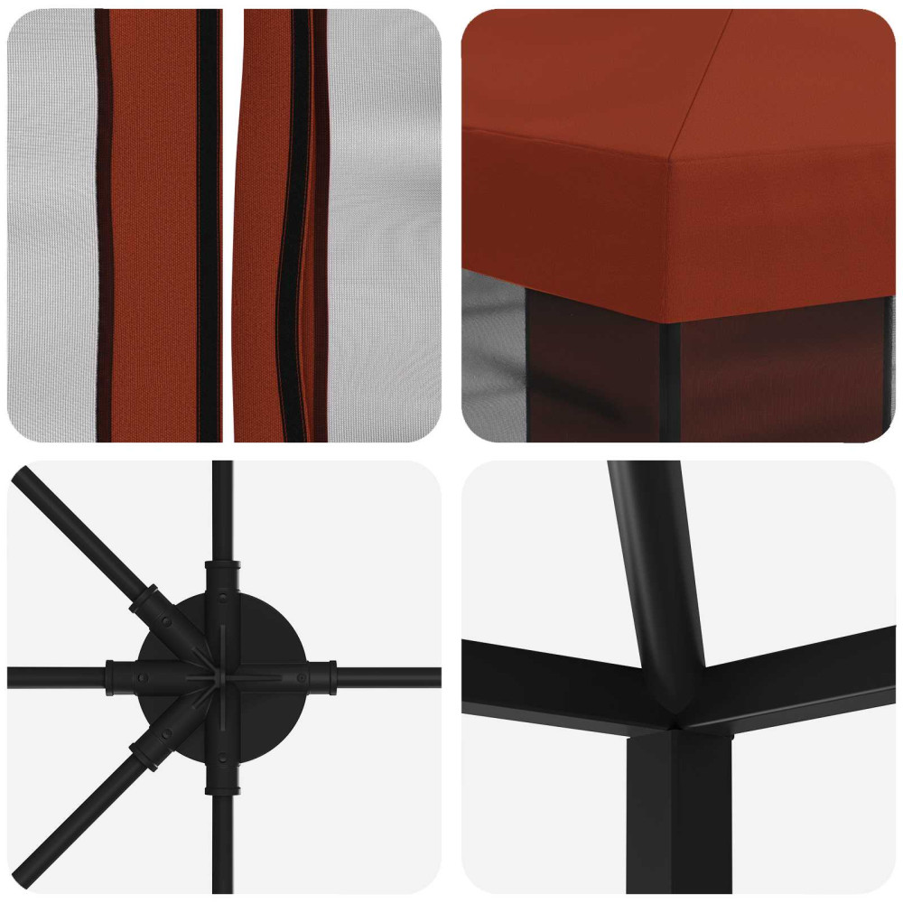 Produktbild för Paviljong med väggar 6 x 3 m Terracotta Polyester och Stål 190