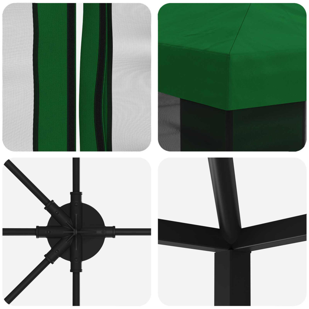 Produktbild för Paviljong med väggar 6 x 3 m Grön Polyester och Stål 190