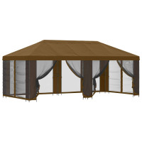Produktbild för Paviljong med väggar 6 x 3 m Taupe Polyester och Stål 190