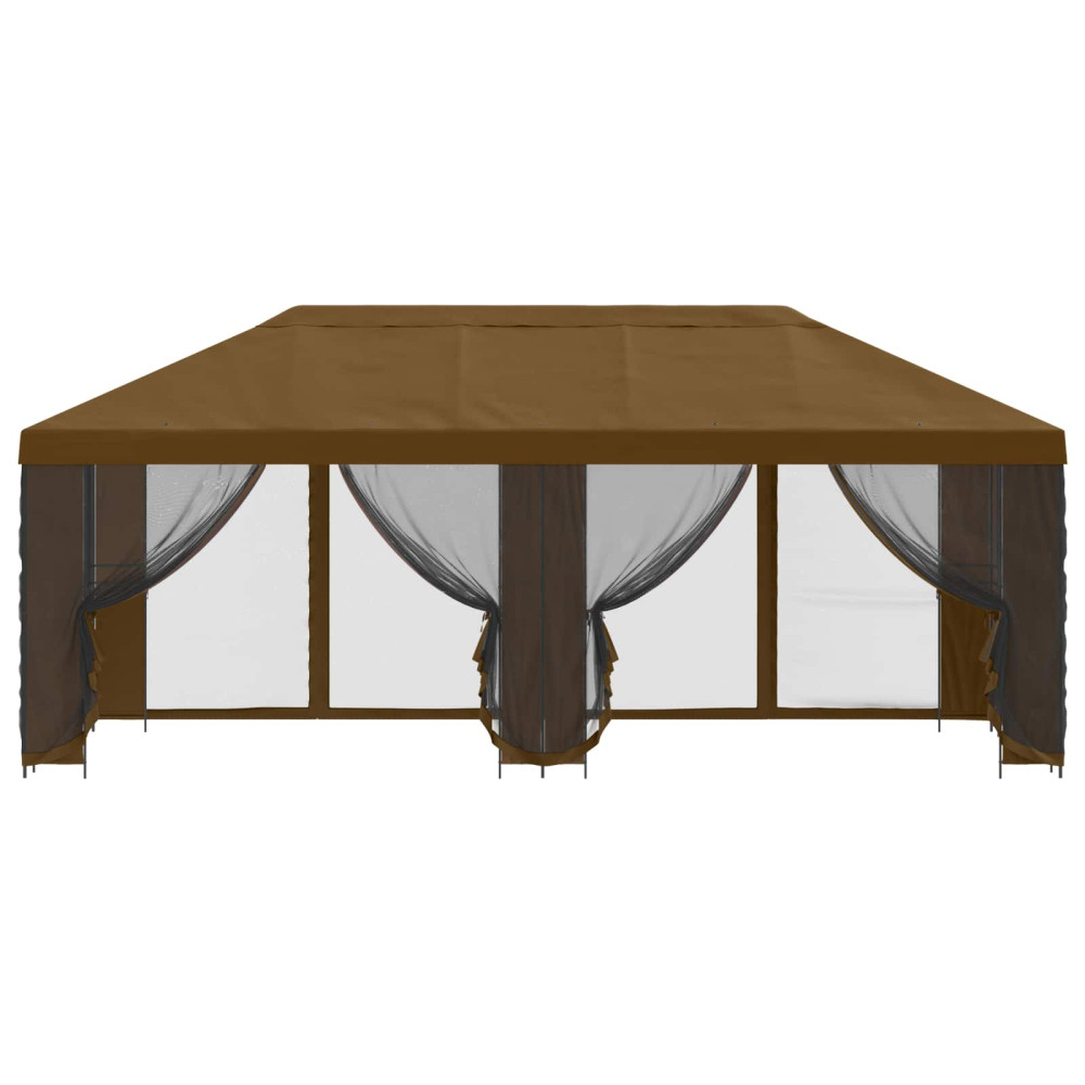Produktbild för Paviljong med väggar 6 x 3 m Taupe Polyester och Stål 190
