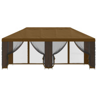 Produktbild för Paviljong med väggar 6 x 3 m Taupe Polyester och Stål 190