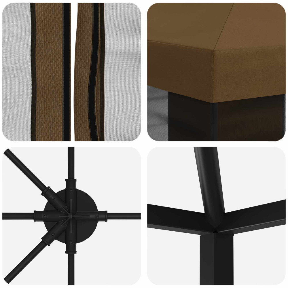 Produktbild för Paviljong med väggar 6 x 3 m Taupe Polyester och Stål 190
