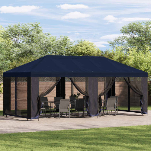 vidaXL Paviljong med väggar 6 x 3 m Blå Polyester och Stål 190