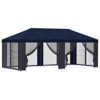 Produktbild för Paviljong med väggar 6 x 3 m Blå Polyester och Stål 190