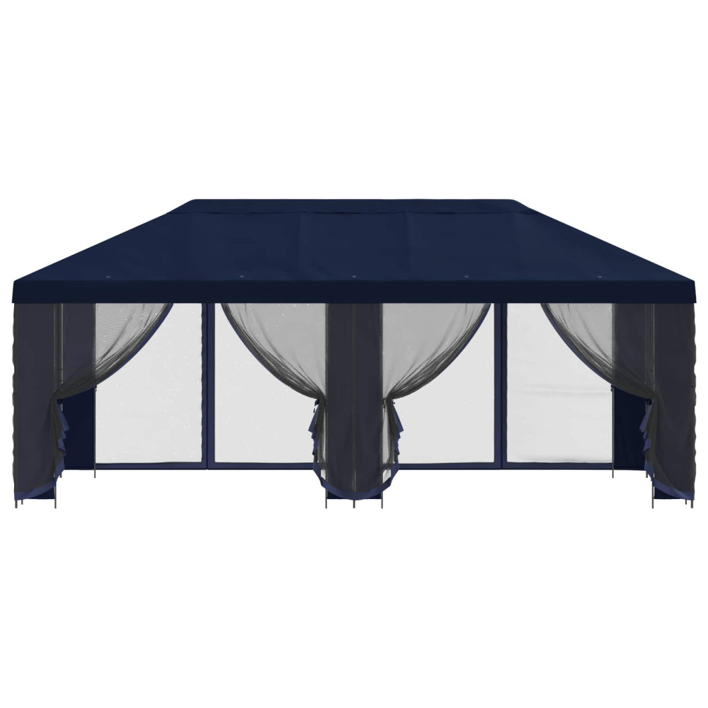 Produktbild för Paviljong med väggar 6 x 3 m Blå Polyester och Stål 190