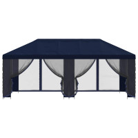 Produktbild för Paviljong med väggar 6 x 3 m Blå Polyester och Stål 190