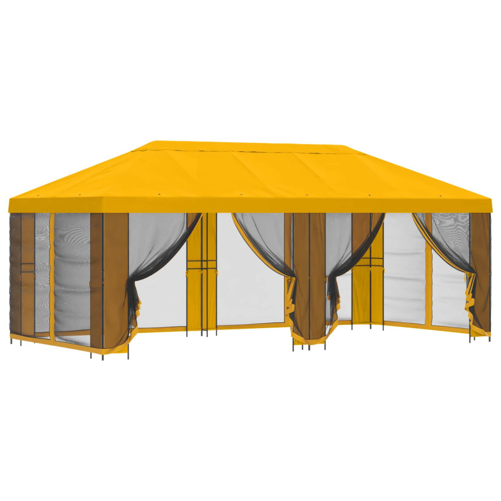 Produktbild för Paviljong med väggar 6 x 3 m Gul Polyester och Stål 190