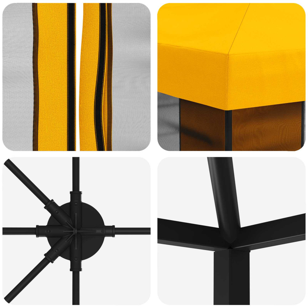 Produktbild för Paviljong med väggar 6 x 3 m Gul Polyester och Stål 190