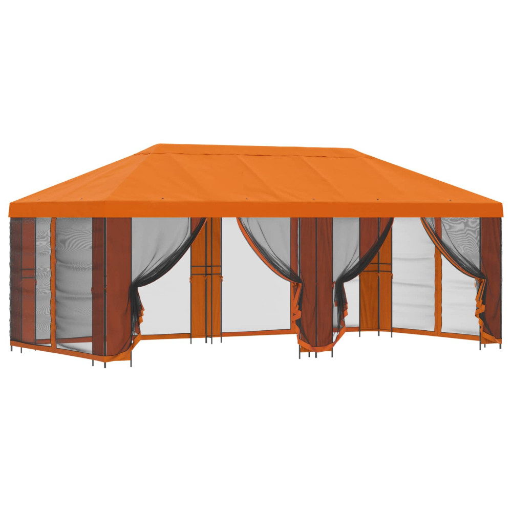 Produktbild för Paviljong med väggar 6 x 3 m Orange Polyester och Stål 190