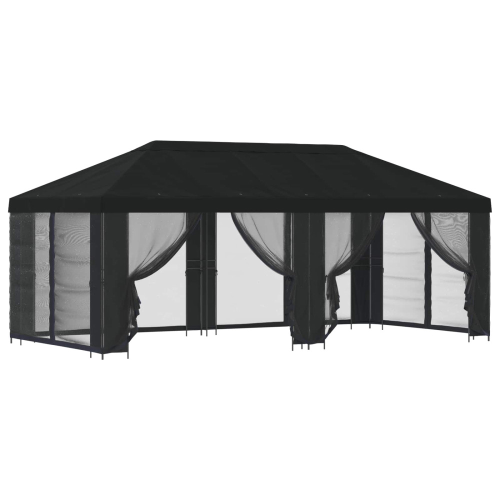 Produktbild för Paviljong med väggar 6 x 3 m Svart Polyester och Stål 190