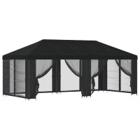 Produktbild för Paviljong med väggar 6 x 3 m Svart Polyester och Stål 190