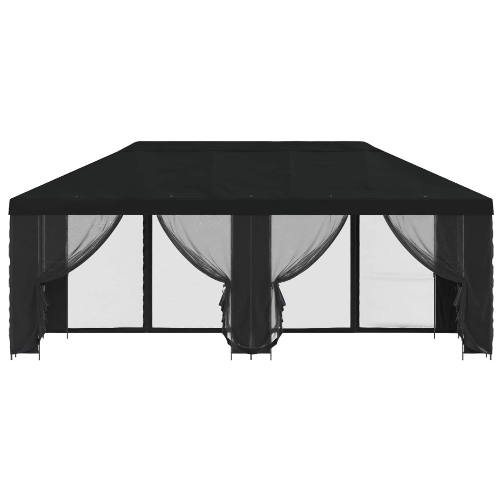 Produktbild för Paviljong med väggar 6 x 3 m Svart Polyester och Stål 190